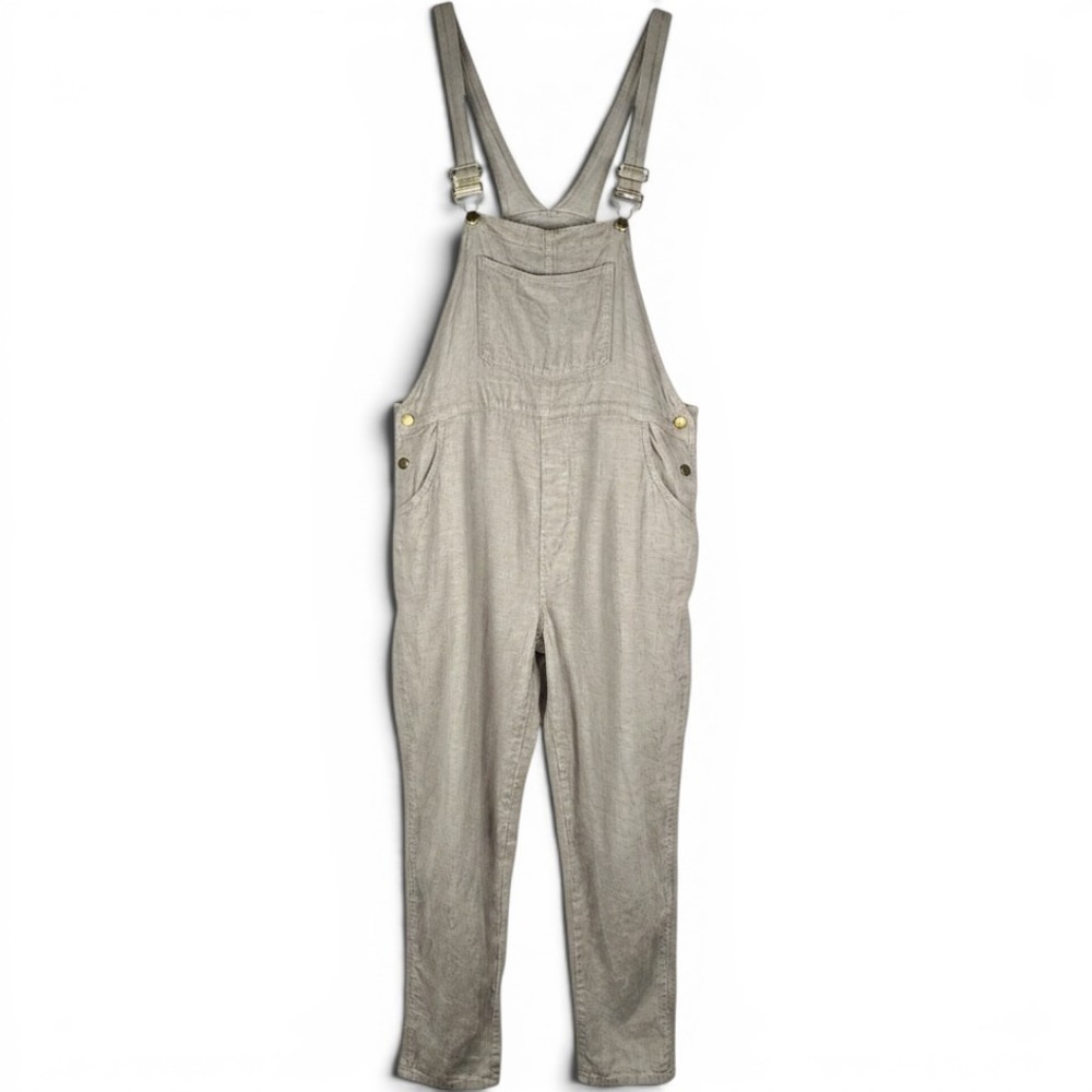 WeWoreWhat Linen Overalls Women XXL Tan Neutral Coastal Minimalist Granola Girl